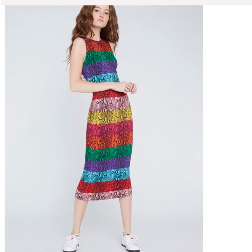 Alice and Olivia Delora Snake Skin Midi